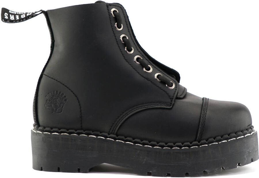 Grinders Unisex Zwarte Leren Enkel Casual Zip Laarzen Cameron ACS