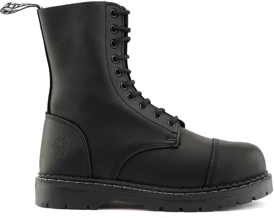 Grinders Unisex Zwarte Leren Stalen Neus Veterlaarzen Stag ACS