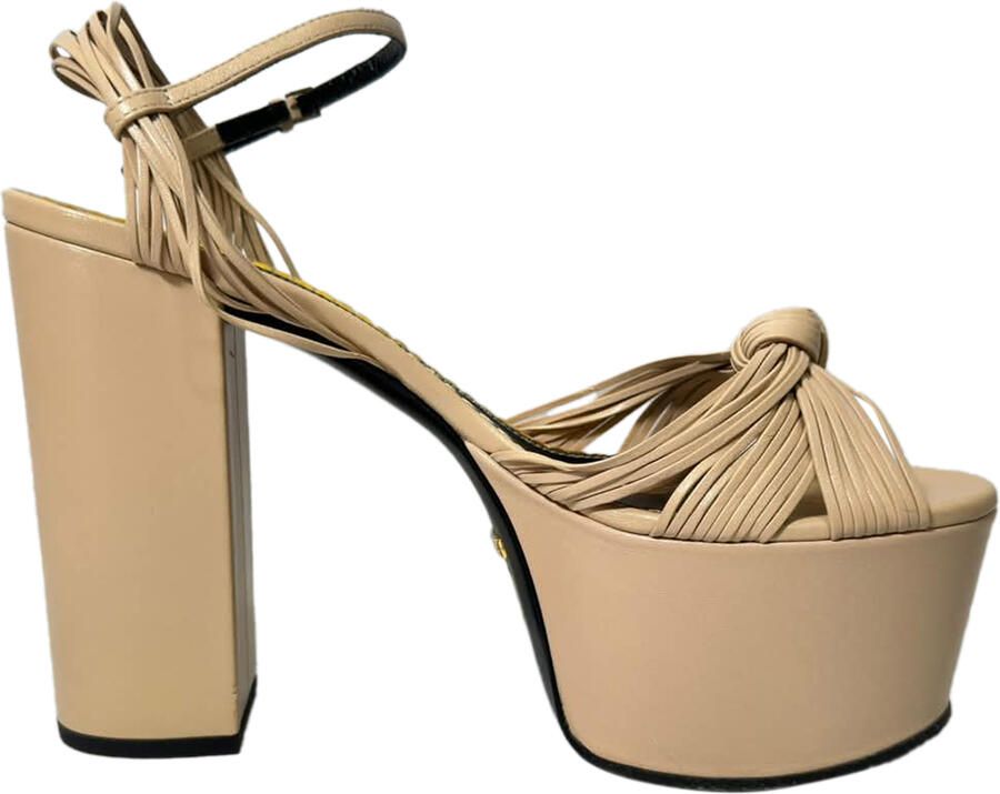 Gucci Pre-owned Gucci Crawford Knot platformhakken in nude leer