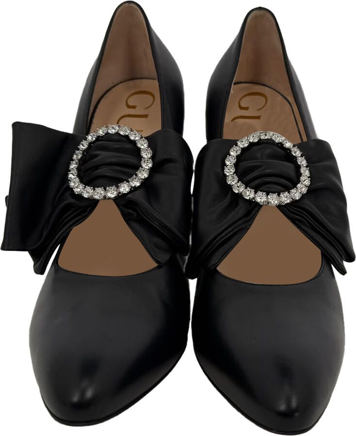 Gucci Pre-owned Gucci Elaisa pumps met strikdetail en kristallen versiering in zwart leer