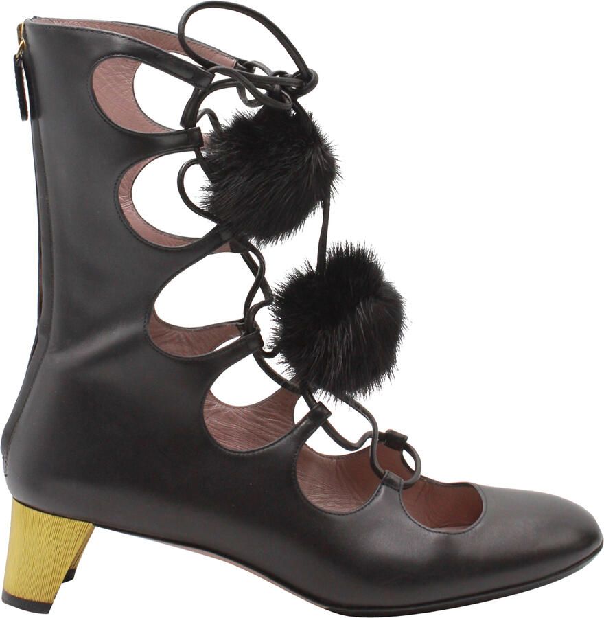 Gucci Pre-owned Gucci Heloise Veter Gladiator Boots In Zwart Leer