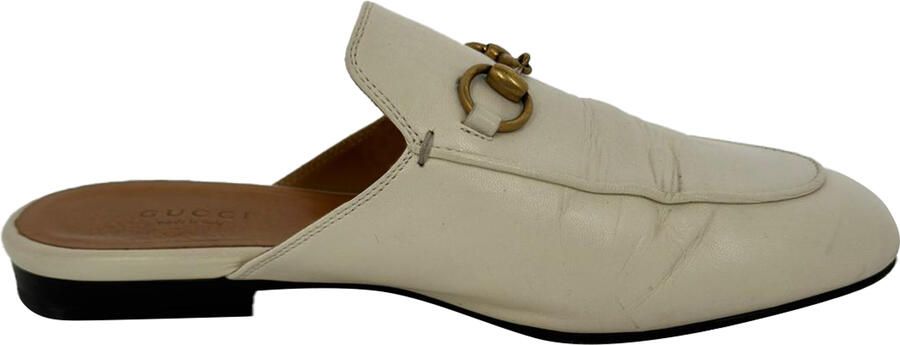 Gucci Pre-owned Gucci Horsebit Accent Mules in Witte Lederen