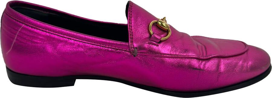 Gucci Pre-owned Gucci Jordaan Horsebit Loafers in Metalen Roze Leer