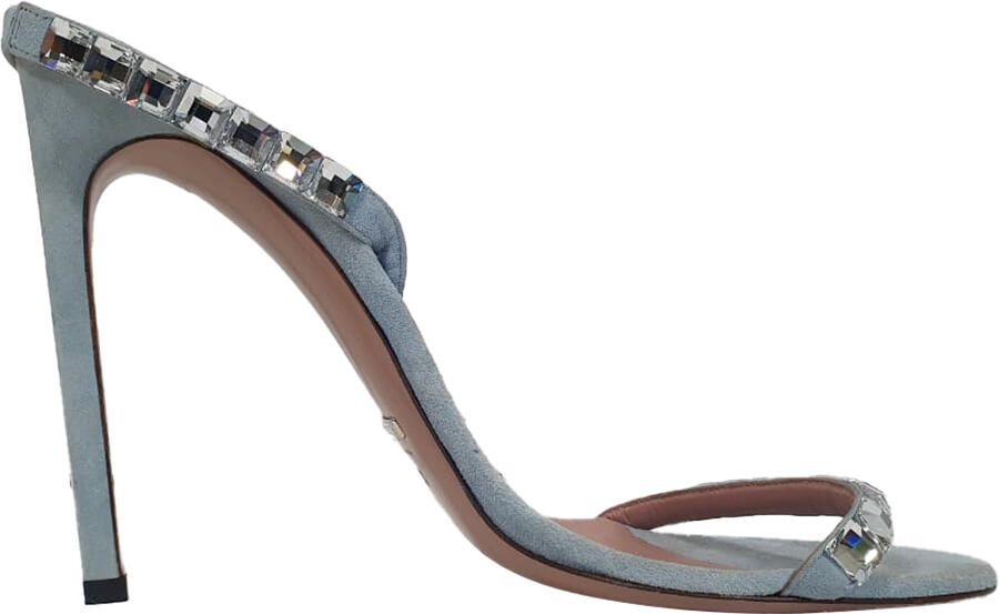 Gucci Pre-owned Gucci Kristallen Versierde Slingback Sandalenhakken in Blauwe Suède
