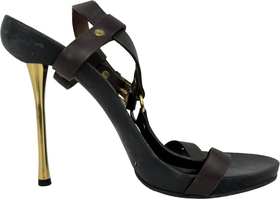 Gucci Pre-owned Gucci Kylie T-strap sandalen met hakken in bruin leer