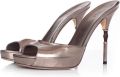 Gucci Pre-owned Gucci Metallic leren muilsandaal met bamboehak - Brons