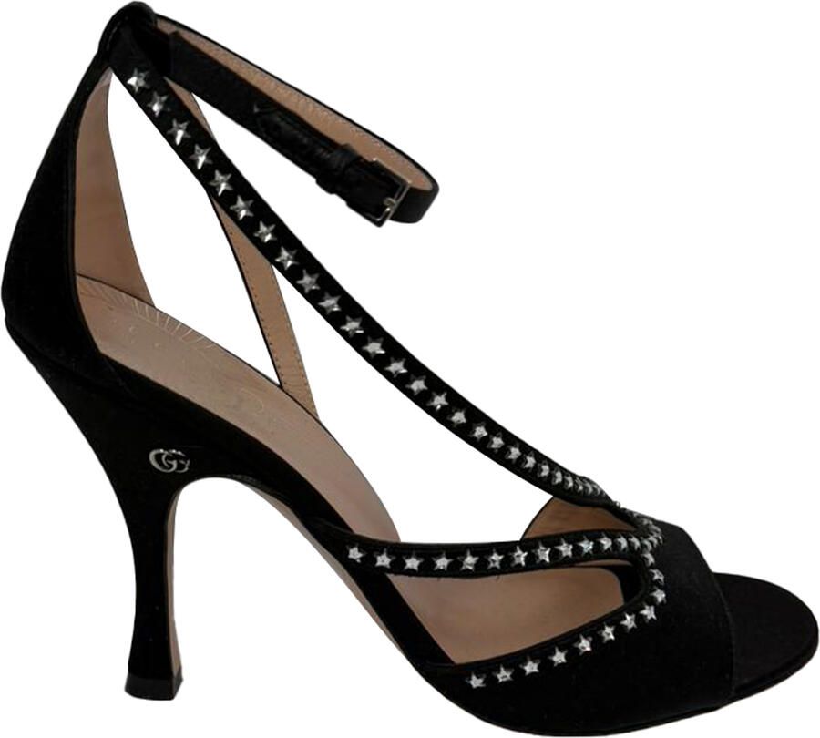 Gucci Pre-owned Gucci Sterversierde GG Sandalen in Zwarte Satijn