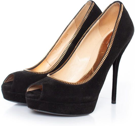 Gucci Pre-owned Gucci zwarte suède peep-toe platform pumps