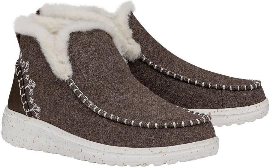 Hey Dude HEYDUDE Denny Wol Faux Schapenvacht Dames Walnoot Boots