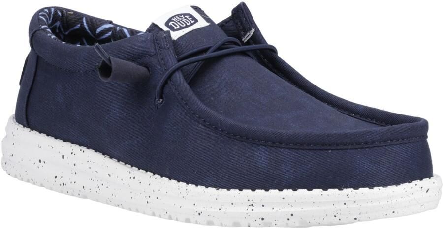 Hey Dude HEYDUDE Wally Canvas 100% Katoen Heren Marineblauwe Bote schoenen