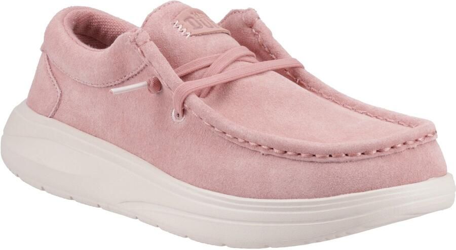 Hey Dude HEYDUDE Wendy COMF Suède Leren Dames Roze Pink Flonkerend Pink Mocassinschoenen