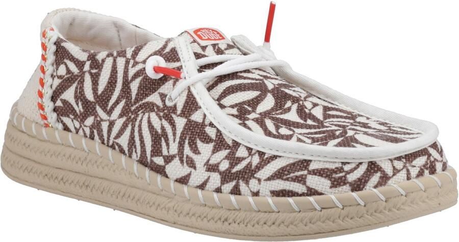Hey Dude HEYDUDE Wendy Espadrille Retro Palm Katoenmix Dames Downtown Bruin Egret Espadrilles