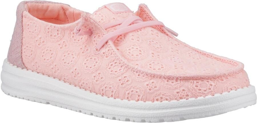 Hey Dude HEYDUDE Wendy Oogje Veters Katoenmix Dames Lichtroze Mocassins Schoenen