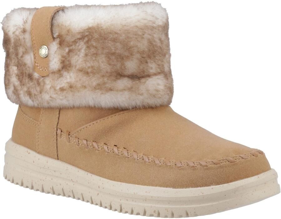 HEYDUDE Camden Cuff Classic Cozy Polyester Dames Cognac Winter Enkellaarzen