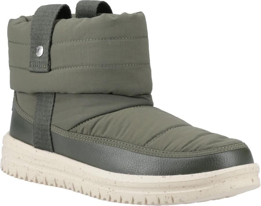 HEYDUDE Camden Cuff Nylon Quilt Nylon Dames Donkergroene Winter Enkelboots