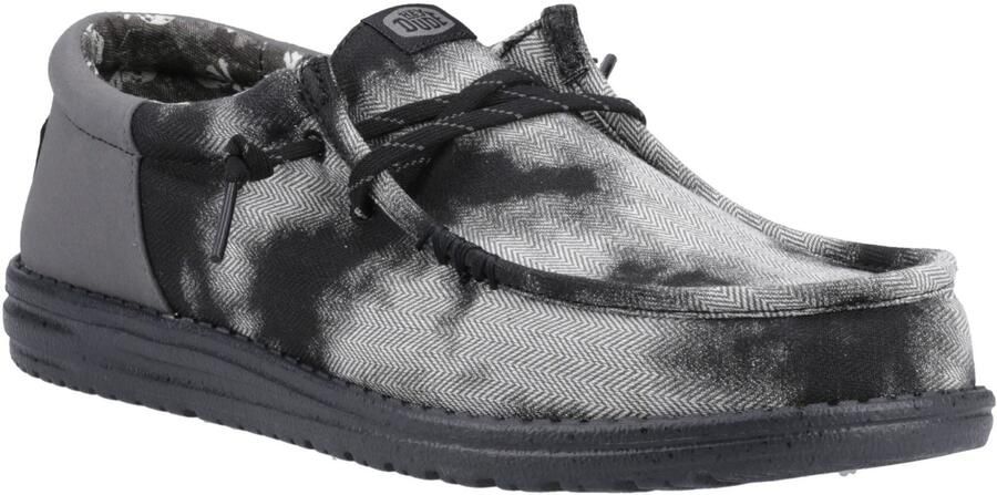 HEYDUDE Wally Funk Overdye Katoenen Heren Zwart Granietgrijs Moccassinschoenen
