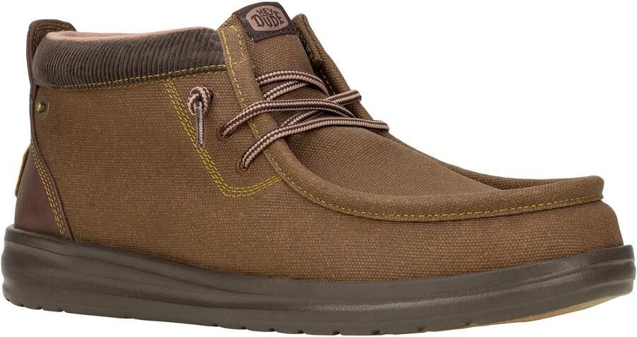 HEYDUDE Wally Mid GripR Canvas herenlaars donkerbruin