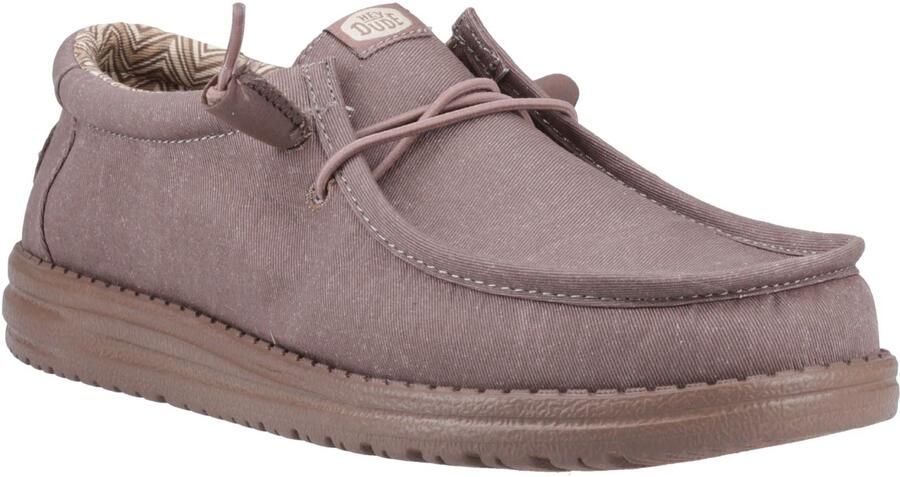 HEYDUDE Wally Stretch Canvas Katoenen Heren Moccasins Schoenen Diep Taupe
