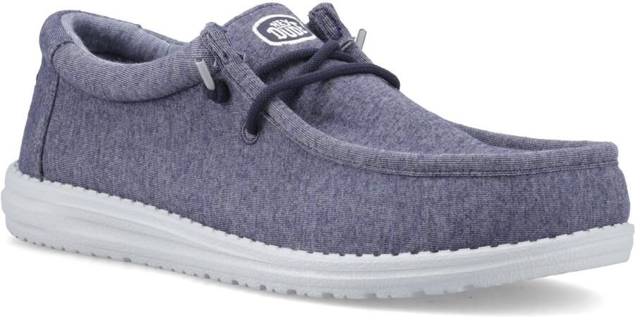 HEYDUDE Wally Stretch Jersey Katoen Heren Marineblauwe Moccasins Schoenen