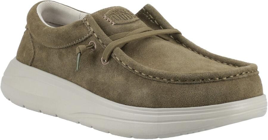HEYDUDE Wally X Suede Heren Moccasins Schoenen Van Donkergroen steengrijs Suède