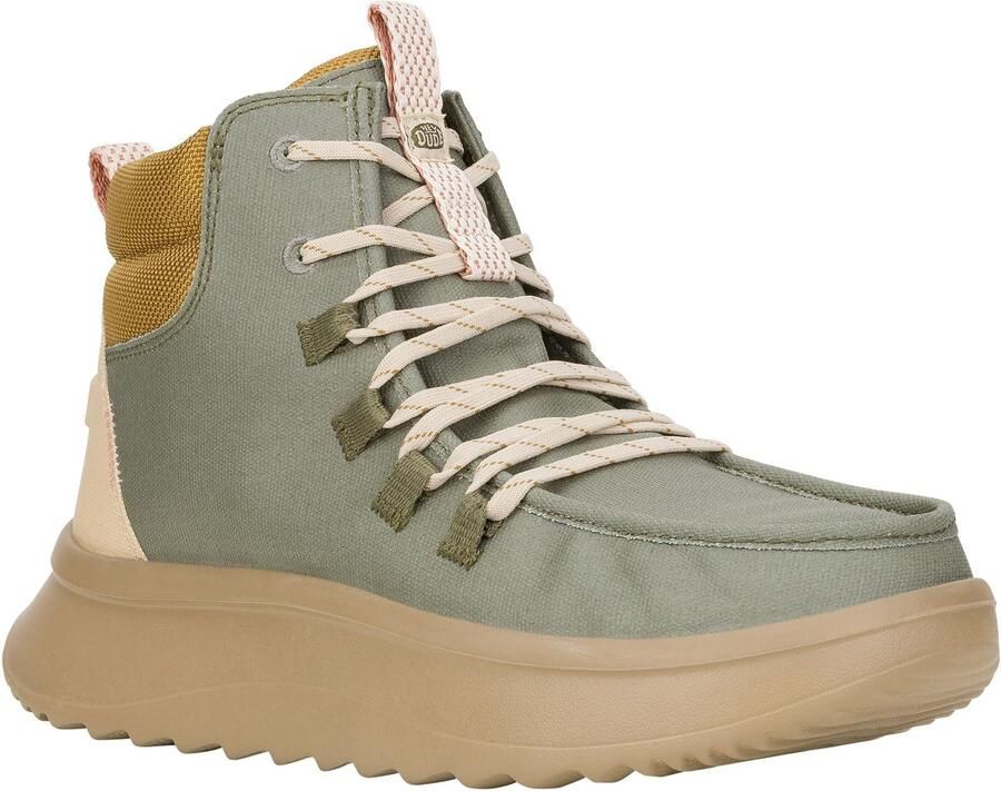 HEYDUDE Wendy Peak Apres PU Coated Canvas Dameslaarzen Olijf