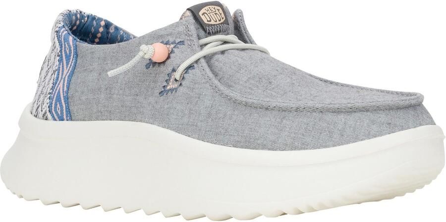 HEYDUDE Wendy Peak Chambray Geweven Polyester Vrouwen Grijze Loafers