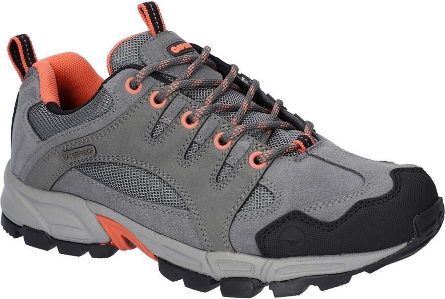 Hi-Tec Auckland Lite Leren Wandelschoenen Voor Dames In Staal Koraal Cool Grijs