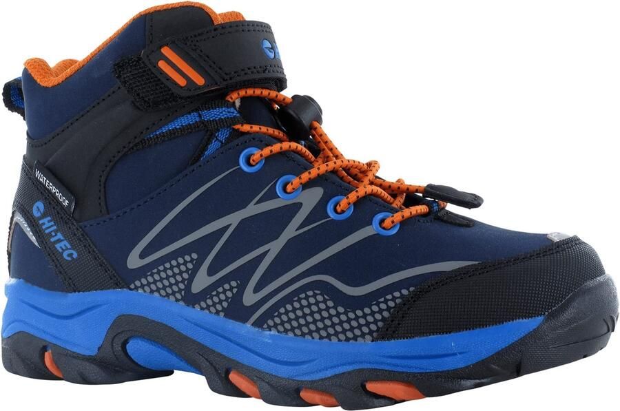 Hi-Tec Blackout Mid Polyester Soft Shell Jongens Marine Oranje Meerblauwe Wandelschoenen