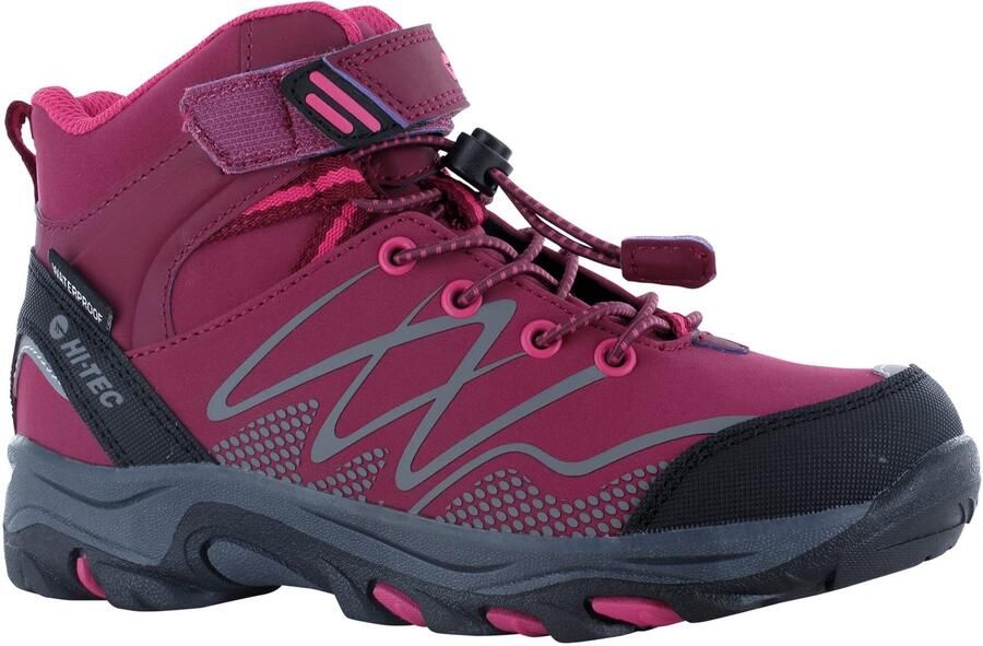 Hi-Tec Blackout Mid Polyester Soft Shell Meisjes Donkerroze Fuchsia Wandelschoenen