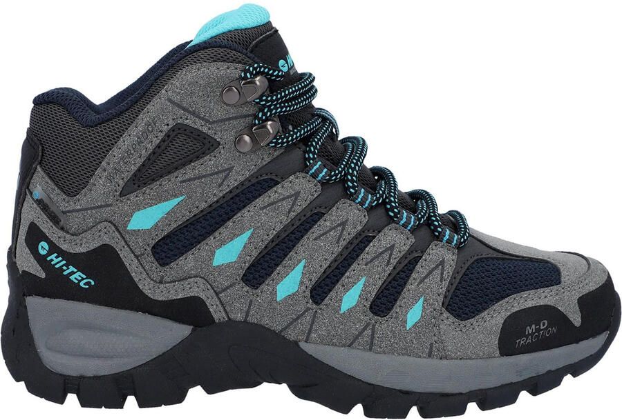 Hi-Tec Corzo Mid Pu Suede Wandelschoenen Voor Dames In Grafietgrijs Donkerrood