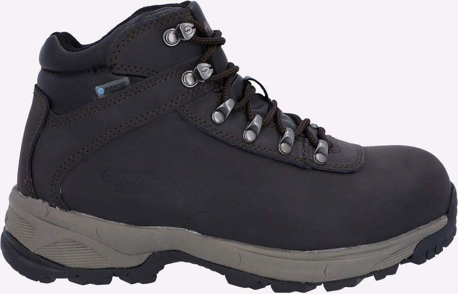 Hi-Tec Eurotrek Lite Waterproof Faux Leren Dames Donkerbruine Wandelschoenen