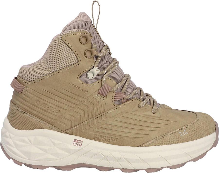 Hi-Tec Fuse Trek Mid Polyester Wandelschoenen Voor Dames In Taupe Witkap Grijs Warm Taupe