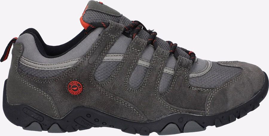 Hi-Tec Quadra II Heren Suède Wandelschoenen In Houtskool Levendig Rood