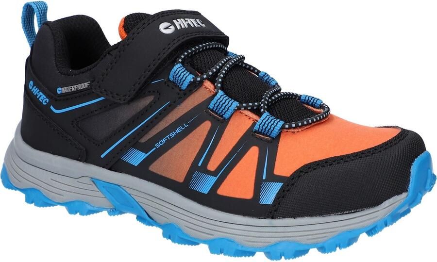 Hi-Tec SCRAPPY LOW WP JR Polyester Unisex Kinders Zwart blauw Donau vlam Wandelschoenen