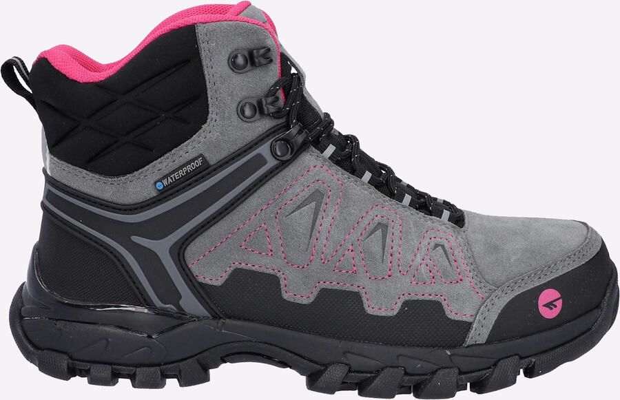 Hi-Tec V-Lite Explorer WP Koe-Suède Leren Wandelschoenen Voor Dames Grijs Fuchsia