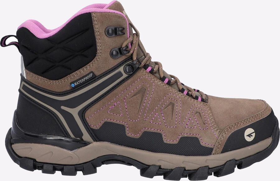 Hi-Tec V-Lite Explorer WP Koeienhuid Leren Wandelschoenen Voor Dames Bruin Lila