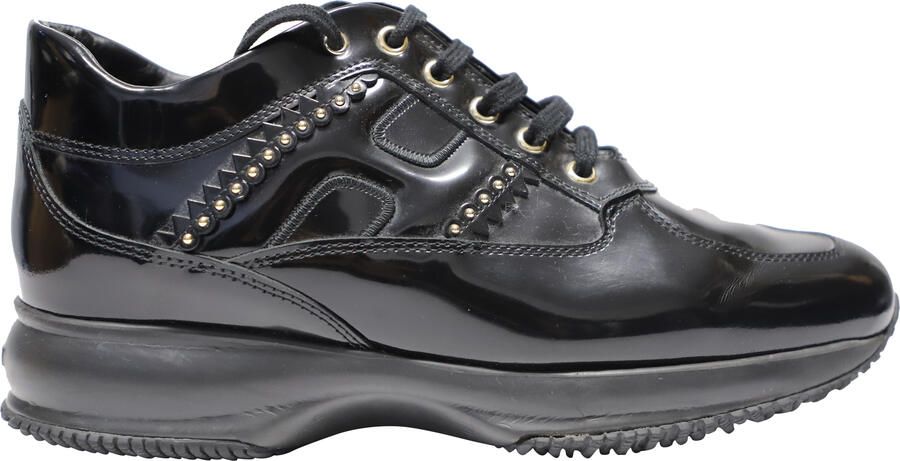 Hogan Interactive sneakers met studs in zwart lakleer