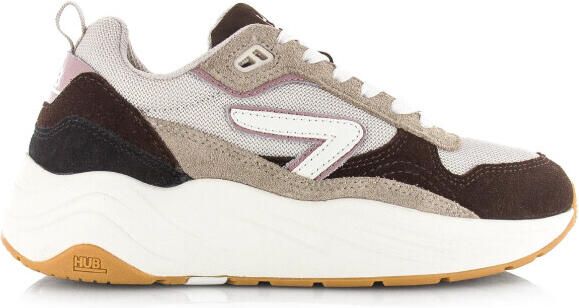 Hub Glide coffee mauve off white lage sneakers dames