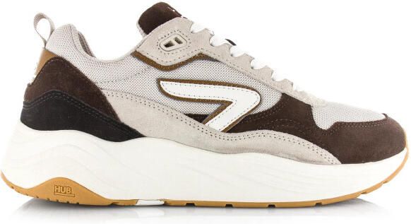 Hub Glide lt bone off white dark coffee lage sneakers heren