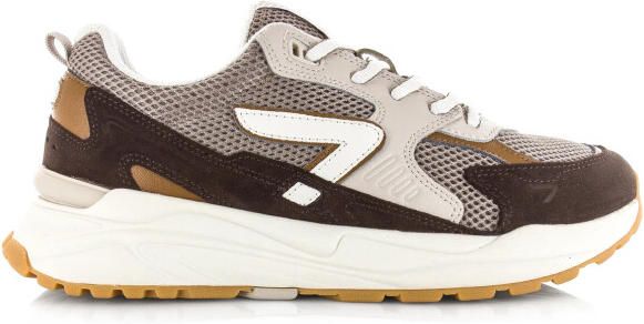 Hub Grid almond brown off white lage sneakers heren