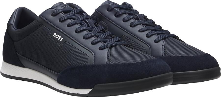 Hugo Boss Black sneakers donkerblauw koeleder suede element