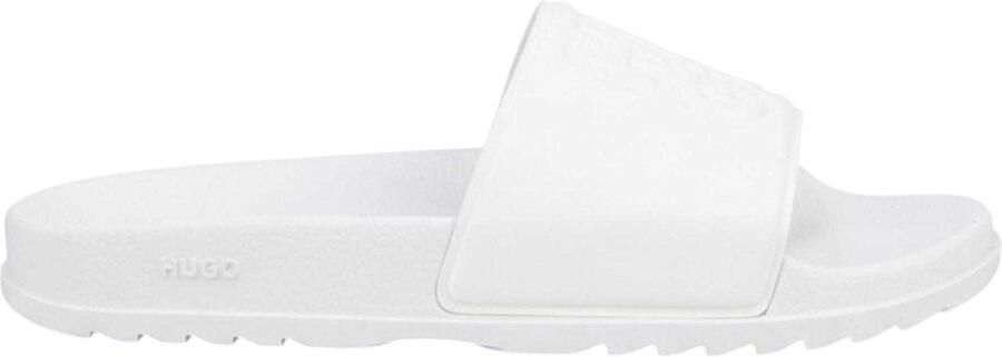 Hugo Boss Dames Match It Stacked Logo Flat Sliders (Wit)