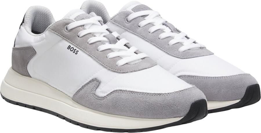 Hugo Boss schoenen BOSS Black wit sneakers met grijze leren afwerking