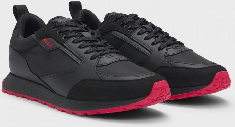 HUGO Icelin Runn Heren Mix-Materiaal Sneakers met Merkenaccenten