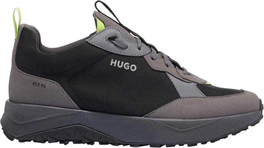 HUGO Kane Runn herenschoenen van textiel met vetersluiting (Zwart)