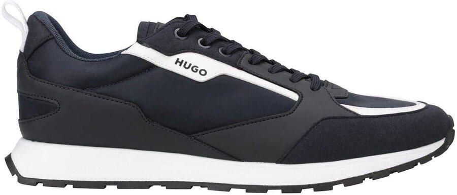 HUGO Mann Icelin Leren Sneakers (Marineblauw)