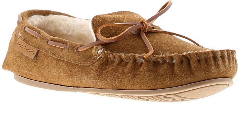 Hush Puppies allie leren dames pantoffels tan
