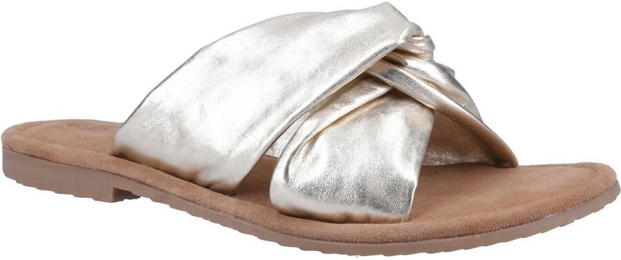 Hush Puppies Amy Brede Pasvorm Leren Dames Gouden Sandalen