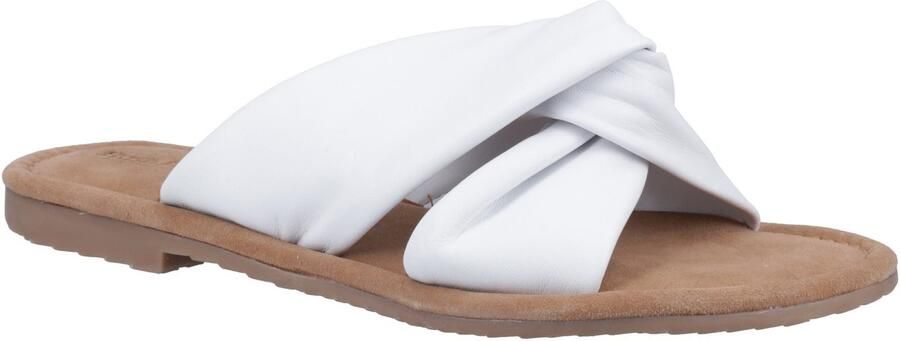 Hush Puppies Amy Brede Pasvorm Leren Dames Witte Sandalen