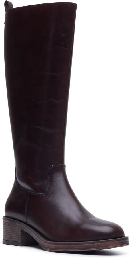 Hush Puppies Antonia Lange Leren Dames Chocolade Hakkniehoge Laarzen